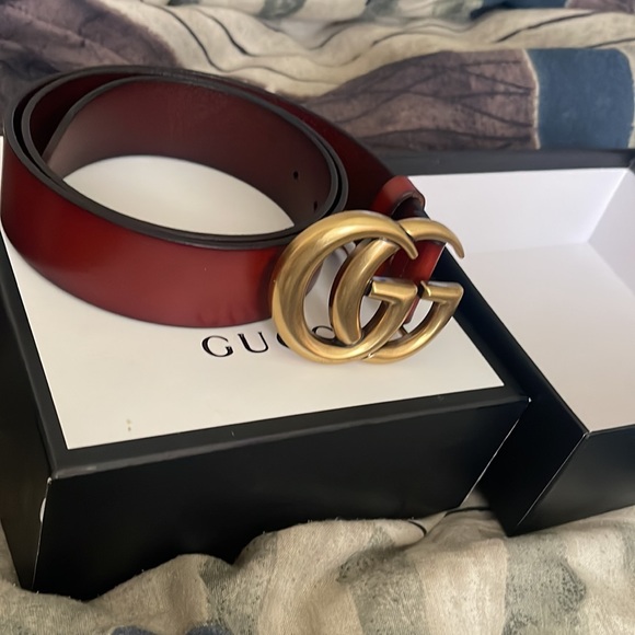 LEATHER BELT WITH DOUBLE G BUCKLE - Picture 2 of 4